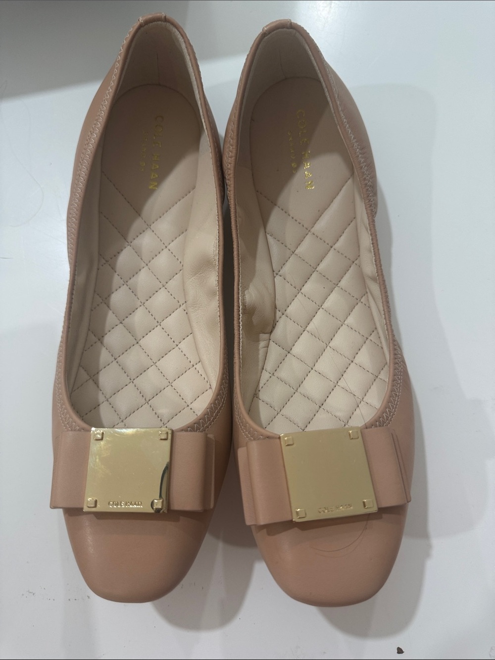 Cole Haan Nude Leather Ballet Flat Box Label